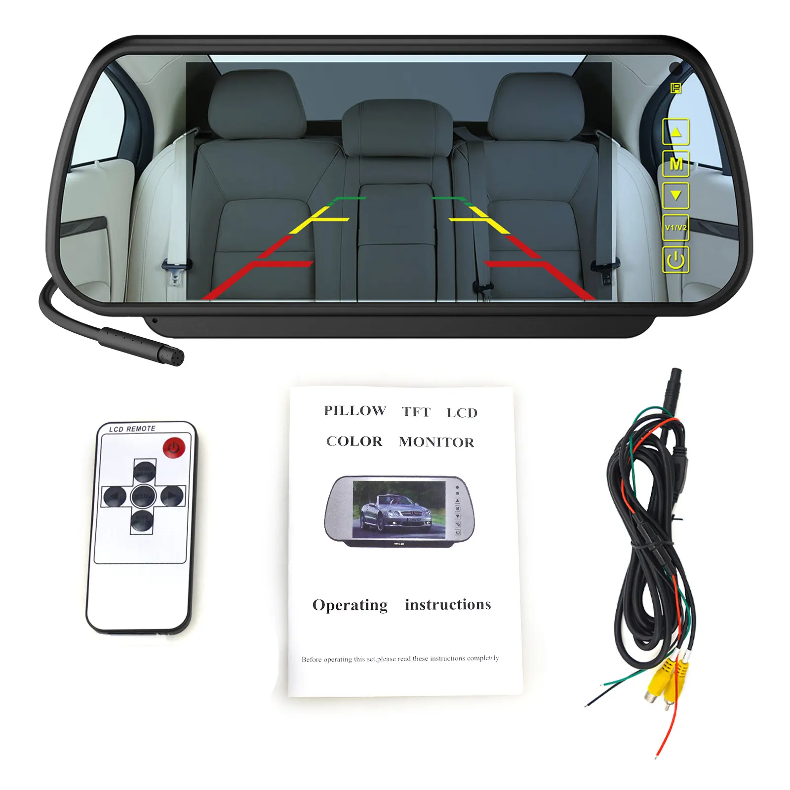 7 Inch Kleur Tft Lcd-Scherm 1024*600 Hoge Resolutie Auto Achteruitkijkspiegel Monitor Auto Monitor Voor Achteruitrijcamera Auto Spiegel