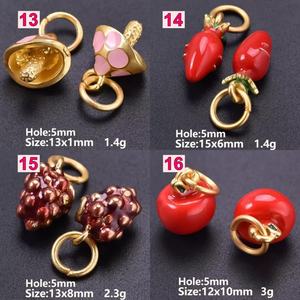 Collar de cadena de anillos sueltos básico DIY de acero inoxidable chapado en oro de 18K con colgante de fruta de verano y dijes finos - Product Image 3