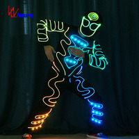 Costume lumineux pour hommes Veste lumineuse Costume Led pour hommes Costume de scène Noir 1 pièce Adultes Ensembles Performance Stage & Dancerwear
