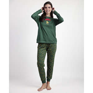 ชุดนอนถั่วลิสงของผู้หญิงสีเขียวคลาสสิกพร้อมแขนยาว - Product Image 1