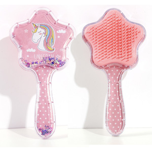 Brosse <span class=keywords><strong>à</strong></span> cheveux étoile <span class=keywords><strong>à</strong></span> cinq branches <span class=keywords><strong>licorne</strong></span> brillant Quicksand coussin d'air peigne Massage antistatique coiffure peigne <span class=keywords><strong>à</strong></span> cheveux pour enfants - Product Image 4