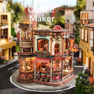 Usine de café en bois à assembler soi-même, modèle de blocs de construction, jouet <span class=keywords><strong>puzzle</strong></span> 3D, animaux, nature, cadeau d'anniversaire, de Nouvel An, unisexe - Product Image 1