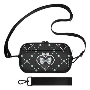 Sacs à bandoulière transparents en PVC avec nœud en forme de cœur noir personnalisés, portables, 3 en 1, légers, en polyester, avec fermeture à glissière - Product Image 1