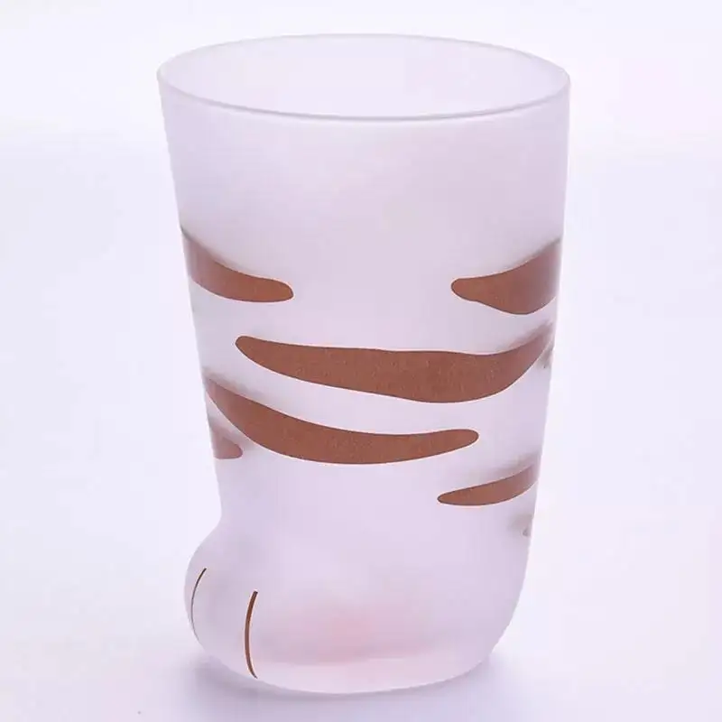 ユニークなクリエイティブな日本の猫の足ジュースすりガラスの牛乳瓶透明な猫の爪の足の形の子供の水筒カップ