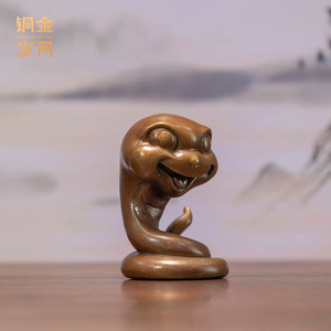 <b>Copper</b> And Gold Years Brass Snake Figurine Q Version Handmade Animal Sculpture For Living Room <b>Table</b> Decoration - Product Image 5