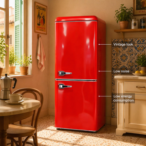 Refrigerador Combinado Retro Pequeño para Cocina de 128L, Ahorro de Energía y Bajo Ruido, Suministro de Fábrica - Product Image 3