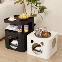 Table d'appoint intégrée pour chat avec roulettes, en métal, adaptée à toutes les saisons, meuble de salon pour humains et animaux de compagnie