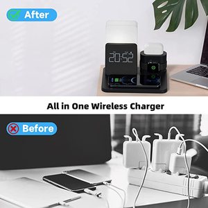 Réveil intelligent avec veilleuse douce et chaude Station d'alimentation 15W Chargeur <span class=keywords><strong>sans</strong></span> <span class=keywords><strong>fil</strong></span> pour téléphone portable Montre intelligente Écouteurs - Product Image 6