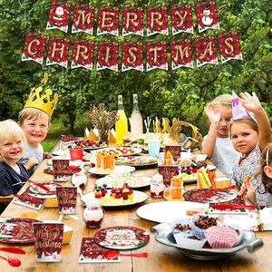 Set di stoviglie di natale usa e getta Santa Claus piatti di carta tazze tovaglioli tovaglie Vajilla Navidad Talheres Natal Party decoro - Product Image 6