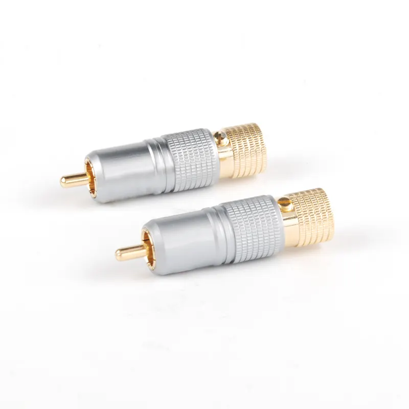 Hifi Audio RCA Plug All Bare Copper Solderless RCA audio connector Gold Plated