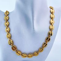 Collier de luxe en acier inoxydable, maillons en forme de grains de café de 13 mm, style hip-hop, fait main, poli, chaîne lourde, vente en gros