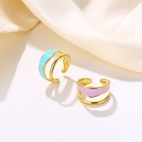 Bagues ouvertes de mariage en acier inoxydable multicolores, double couche, ajustables, plaquées or 18 carats, bijoux pour femmes