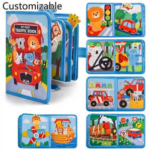 Tablero de Actividades de Fieltro para Bebés y Niños, con Animales de Granja, Frutas y <span class=keywords><strong>Libro</strong></span> de Cuentos, Verde 19x23, Venta al Por Mayor - Product Image 1