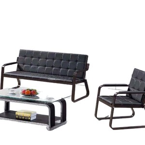 Sofá de oficina Ekintop de tres plazas con mesa de centro negra de 172x70x83 cm para recepción y reuniones - Product Image 4