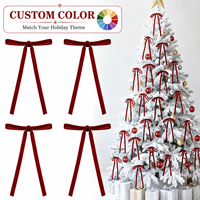 Ensemble de nœuds décoratifs en velours pour sapin de Noël, ornements suspendus, rouge rouille, vente en gros, personnalisable OEM