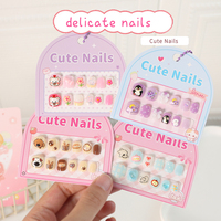 Lot de 12 faux ongles pour enfants, en ABS, 3D, dessin animé, détachables, réutilisables, mignons, pré-dessinés, à presser