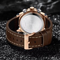 Montres pour hommes NAVIFORCE 9236 NF9236, bracelet en cuir, étanche, double affichage, multifonctionnelles, à quartz