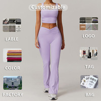 XW-TZ9141-4 femme Yoga ensemble sans bretelles Yoga débardeurs Flare Legging sport ensembles taille haute Flare entraînement Leggings Gym ensemble femmes