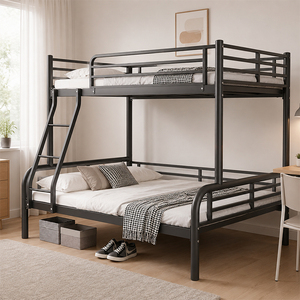 Double-Layer Steel Adjustable <strong>Bunk</strong> Bed for Adults and Kids <strong>Triple</strong> <strong>Bunk</strong> with Stairs KD Easy Assembly Bedroom &amp; Apartment Use - Product Image 1