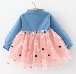 Robes pour filles à manches longues, design rose et denim, pour mariage, vente en ligne - Product Image 3