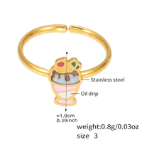 HWASAN Ensemble de bijoux en acier inoxydable motif crème glacée, comprenant collier, bracelet, chaîne de cheville, bague et boucles d'oreilles pour enfants