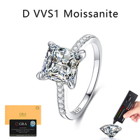 Bague en argent sterling S925 avec moissanite taille princesse 3 carats couleur D VVS1 pour femme, certificat GRA, vente en gros d'usine, bague de mariage
