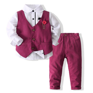 Ropa Casual de Moda para Niños, Conjuntos de Marca para Bebés, Pantalones con Tirantes y Camisas para Niños, Venta al Por Mayor - Product Image 1