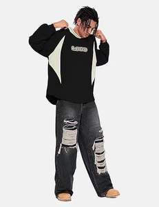 Di alta qualità nuovo Design personalizzato Logo Premium felpa ricamata <span class=keywords><strong>Jacquard</strong></span> Rugby <span class=keywords><strong>maglia</strong></span> collo a righe manica lunga - Product Image 6