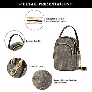 Bolso Bandolera Acolchado con Estampado de Hojas de Camuflaje para Mujer, Bolso de Hombro para Actividades al Aire Libre - Product Image 4