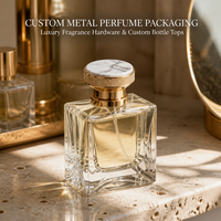 Capsules de flacons de parfum en métal personnalisées avec incrustation de marbre naturel, flacon de parfum de luxe en Zamak