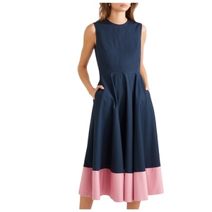 Abito <span class=keywords><strong>da</strong></span> <span class=keywords><strong>sera</strong></span> modesto in popeline di cotone in popeline di cotone bicolore senza maniche - Product Image 1