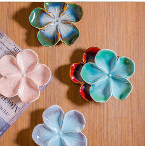 Plato de Cerámica con Forma de Flor Harmony, 5 <span class=keywords><strong>Colores</strong></span>, Mini Bandeja de <span class=keywords><strong>Porcelana</strong></span> para Servir Aperitivos, Salsas, Vinagre, Ecológico - Product Image 3