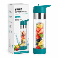 Bouteille d'eau en Tritan de 750 ml avec infuseur à fruits, sans BPA, écologique, pour le sport, la gym et le camping – Vente en gros
