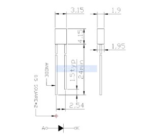 <strong>2</strong> <strong>3</strong> 4 <strong>2</strong> 5 7mm straight insertion <strong>square</strong> LED beads LEDs white red blue emerald green ye - Product Image 3
