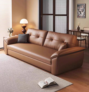 Italian Modern Living Room <strong>Sofa</strong> <strong>Bed</strong> Light Luxury <strong>Brown</strong> Leather <strong>Sofa</strong> <strong>Bed</strong> Home Furniture Three Seater <strong>Sofa</strong> <strong>Bed</strong> - Product Image 1