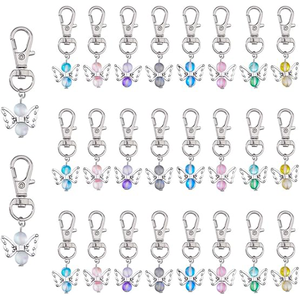 Consegna Rapida Portachiavi <span class=keywords><strong>con</strong></span> Angelo Custode e Pietra Portafortuna, Bomboniera per Matrimonio, Regalo di Battesimo per Donne, Pronto per la Spedizione - Product Image 1