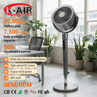 Ventilateur sur pied oscillant à circulation d'air à faible bruit, 2 modes, 8 vitesses réglables, pour usage intérieur, vente en gros