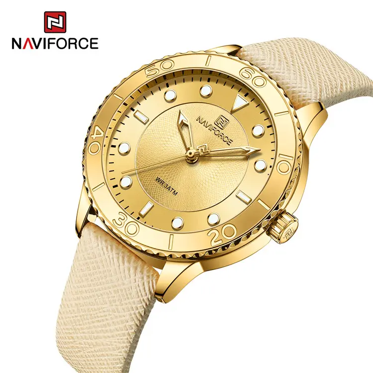 NAVIFORCE 5020 GGY 2022 New Arrival Women watch Luxury Leather Waterproof Girl Gift Lady Quartz Watches