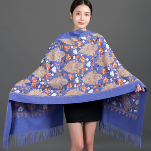 क्लासिक पैस्ली कढ़ाई स्कार्फ कश्मीरी शॉल महिलाओं की शरद ऋतु/सर्दियों फैशन लंबी जातीय शैली कढ़ाई पैस्ली गर्म शॉल - Product Image 2