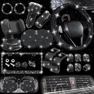 Cubierta de volante con incrustaciones de diamantes, cómoda, antideslizante, estilo americano, marco de matrícula de diamantes de imitación transfronterizo para coche - Product Image 3