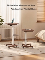 Escritorio Móvil Plegable Ajustable de Madera Maciza con Ruedas para el Hogar, Estudio, Dormitorio, Mesa de Escritura para Computadora Portátil BJ060