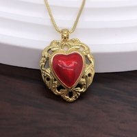 Pendentif en cuivre en forme de cœur micro-incrusté 18K, effet goutte d'huile, pour collier et bracelet DIY, accessoire fait main, vente chaude