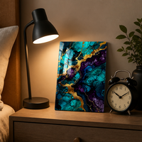 Art mural en acrylique de 4,5 mm, 40x50 cm, avec cadre arrière en aluminium, art abstrait fluide moderne pour la décoration de maisons et d'hôtels de luxe