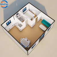 Maison modulaire préfabriquée portable WinFair, maison conteneur pliable et extensible avec terrasse pour centre communautaire