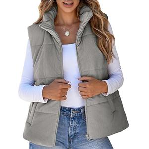 2025 femmes automne hiver coton veste européenne américaine décontracté velours côtelé gilet patte fermeture éclair poche plissée - Product Image 4