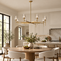 Lustre moderne américain en laiton en forme de tulipe avec boules de verre suspendues, éclairage LED pour plafond, idéal pour la maison, l'îlot de cuisine, le bar, la villa