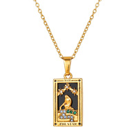 Collier tendance rétro en acier inoxydable style Ins Net Red, avec pendentif rectangulaire en zircon effet goutte et chaîne à maillons, inaltérable, pour femme