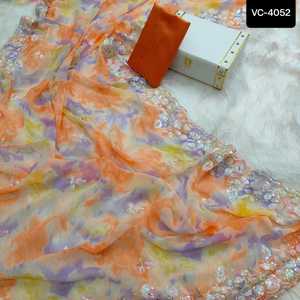 Las mujeres de boda de diseñador de Bollywood usan sari nupcial para el festival indio y la función de boda usan colecciones de Sari para mujeres - Product Image 1