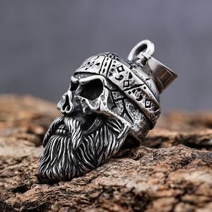 Vintage Barbe Crâne Moto Cloches En Acier Inoxydable <span class=keywords><strong>Bonne</strong></span> Chance Biker Cloches Moto Accessoires Protéger Le Cavalier - Product Image 5