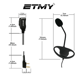 Casque ET-ERHDA10 à 2 broches avec micro PTT et écouteur D pour radio portable PT260 PT4200 PT558 DP405 DP485 UV-5R UV-82 BF-888S - Product Image 3
